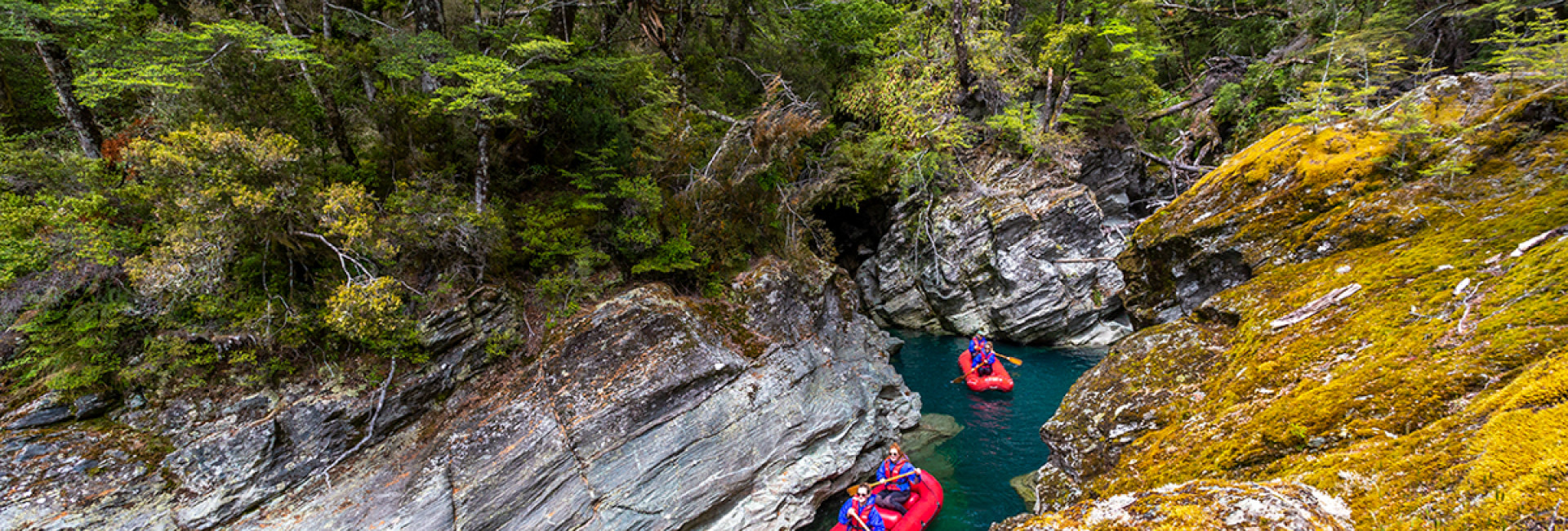 Funyak group exploring the chasms on the Dart River