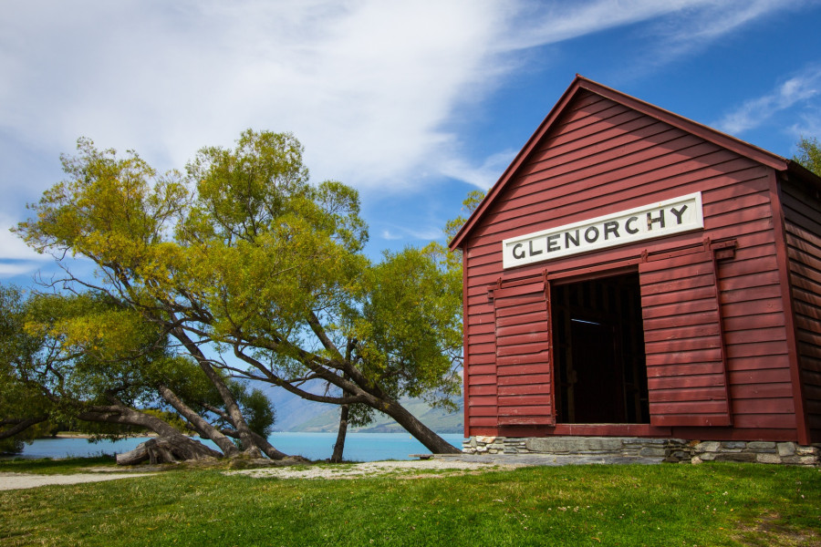 The iconic Glenorchy Red Shed by the waterfront